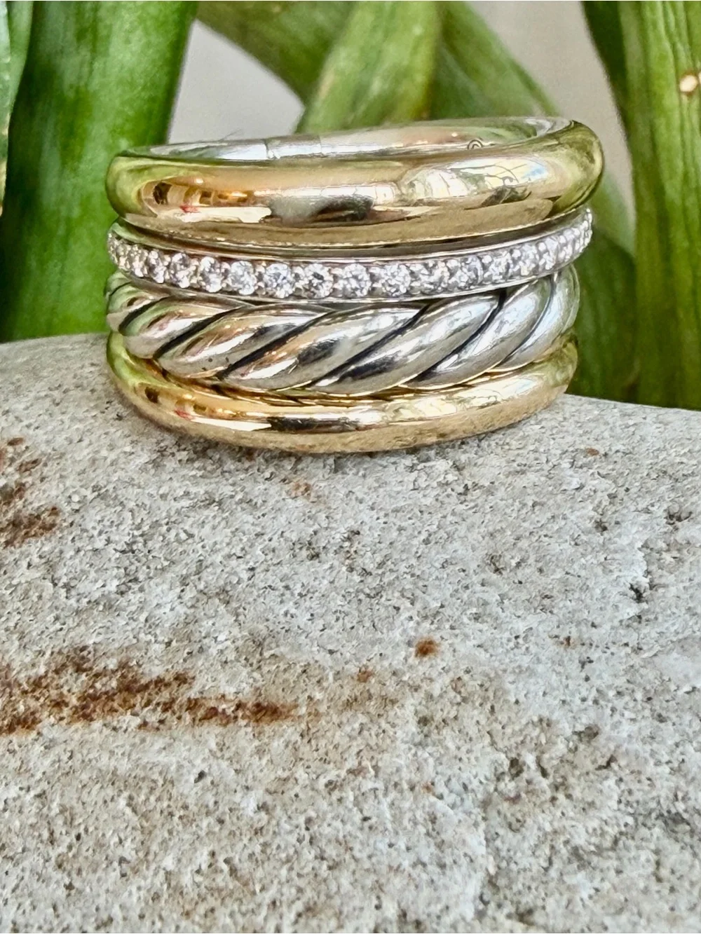 Sold.    David Yurman 18 karat gold sterling and Diamond Ring - Picture 7 of 12